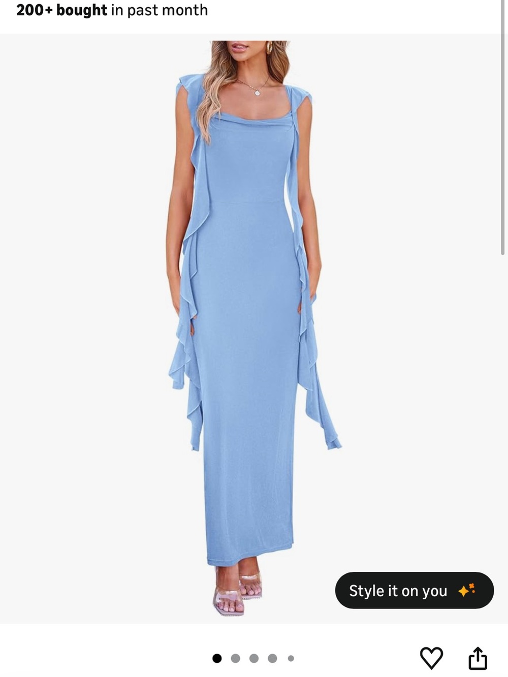 Light Blue Ruffle Detail Maxi Dress